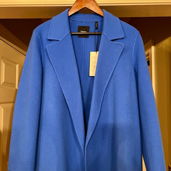 $595 NWT Theory Clairene Wool & Cashmere Jacket in Seashore Blue Size LARGE - Picture 2 of 7